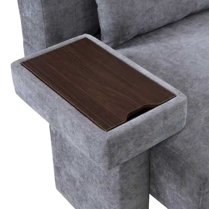 Fauteuil surdimensionné en polyester avec rangement Accoudoir asymétrique et chaise moderne du milieu du siècle, capacité de 102 kg