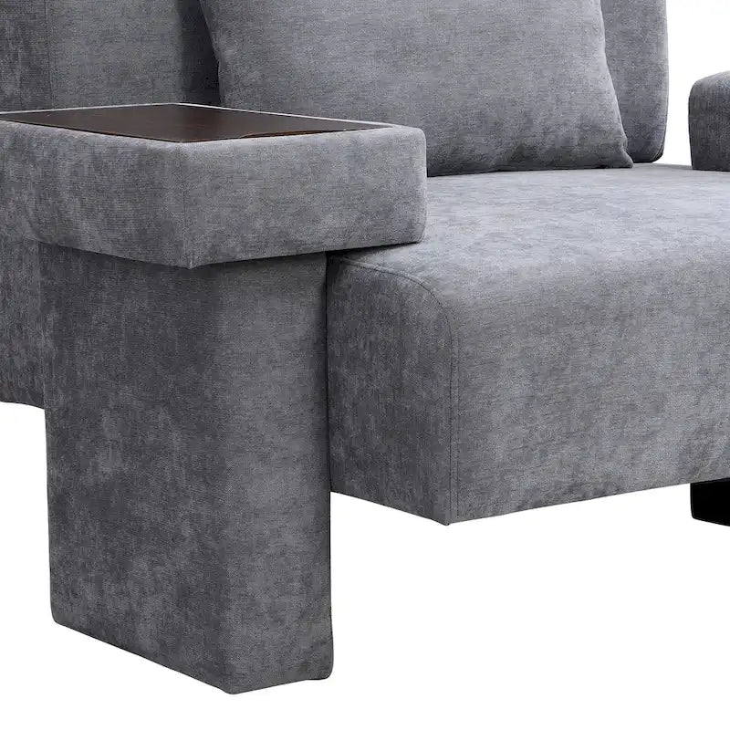 Fauteuil surdimensionné en polyester avec rangement Accoudoir asymétrique et chaise moderne du milieu du siècle, capacité de 102 kg