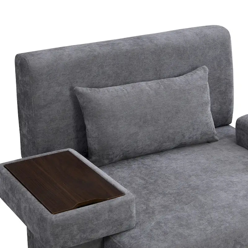 Fauteuil surdimensionné en polyester avec rangement Accoudoir asymétrique et chaise moderne du milieu du siècle, capacité de 102 kg
