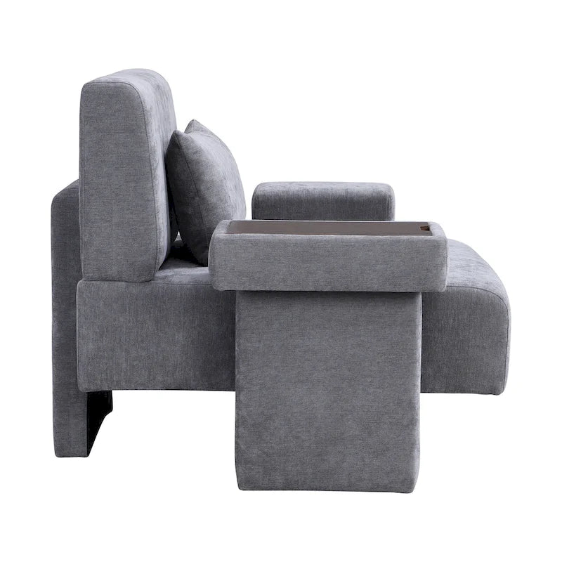 Fauteuil surdimensionné en polyester avec rangement Accoudoir asymétrique et chaise moderne du milieu du siècle, capacité de 102 kg