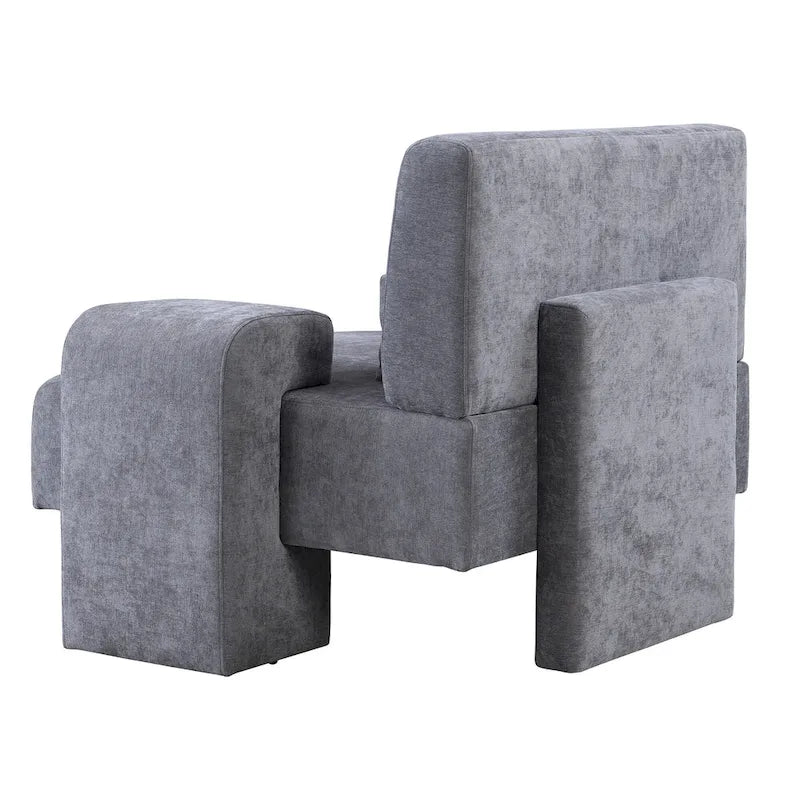 Fauteuil surdimensionné en polyester avec rangement Accoudoir asymétrique et chaise moderne du milieu du siècle, capacité de 102 kg