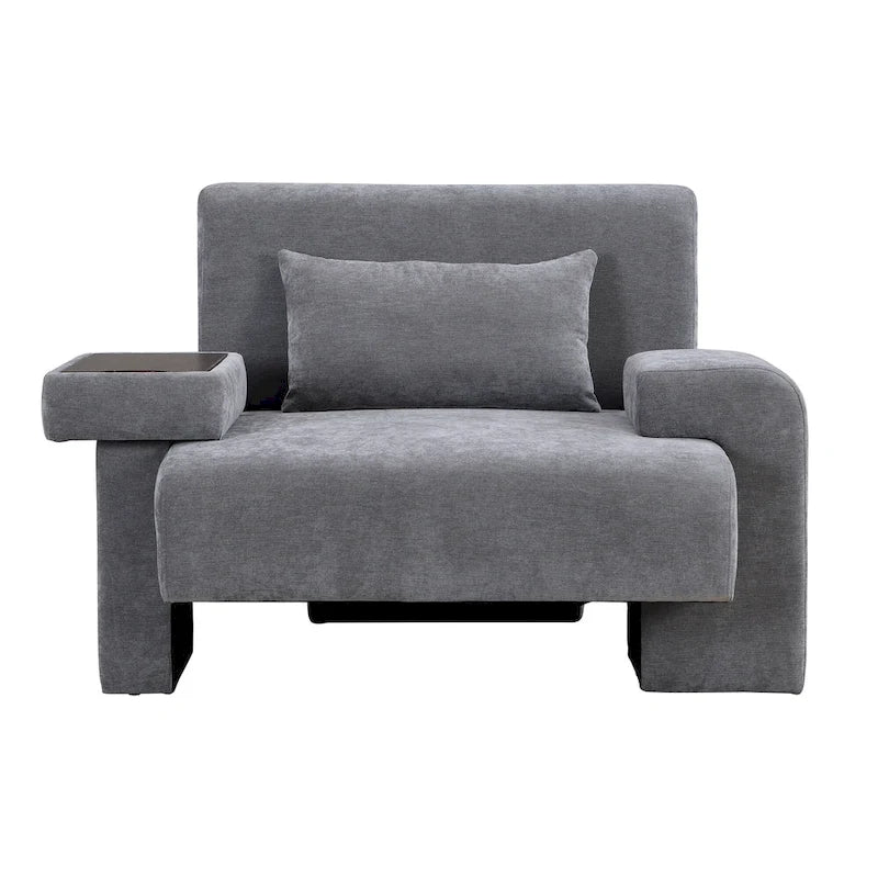 Fauteuil surdimensionné en polyester avec rangement Accoudoir asymétrique et chaise moderne du milieu du siècle, capacité de 102 kg