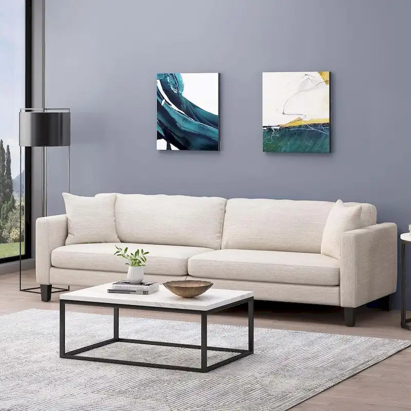 Canapé trois places de style moderne beige