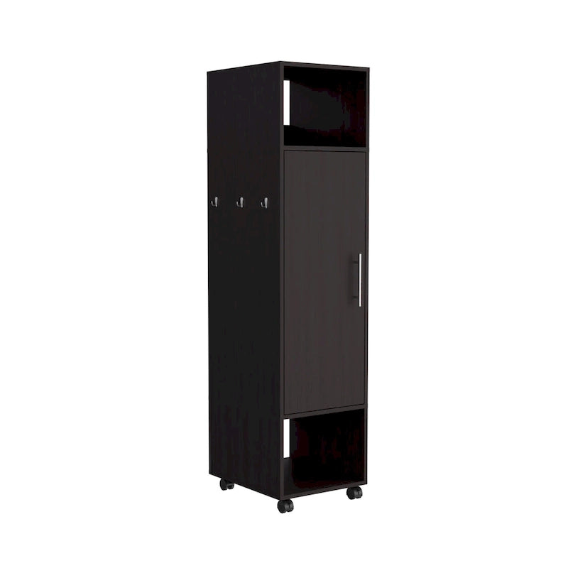 15.7 Armoire miroir moderne avec trois étagères, roulettes et tringle de suspension