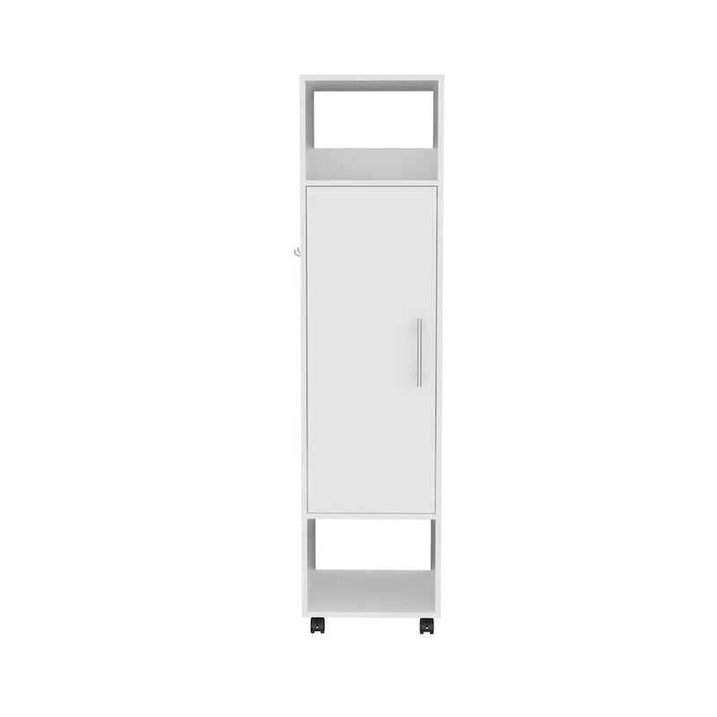 15.7 Armoire miroir moderne avec trois étagères, roulettes et tringle de suspension