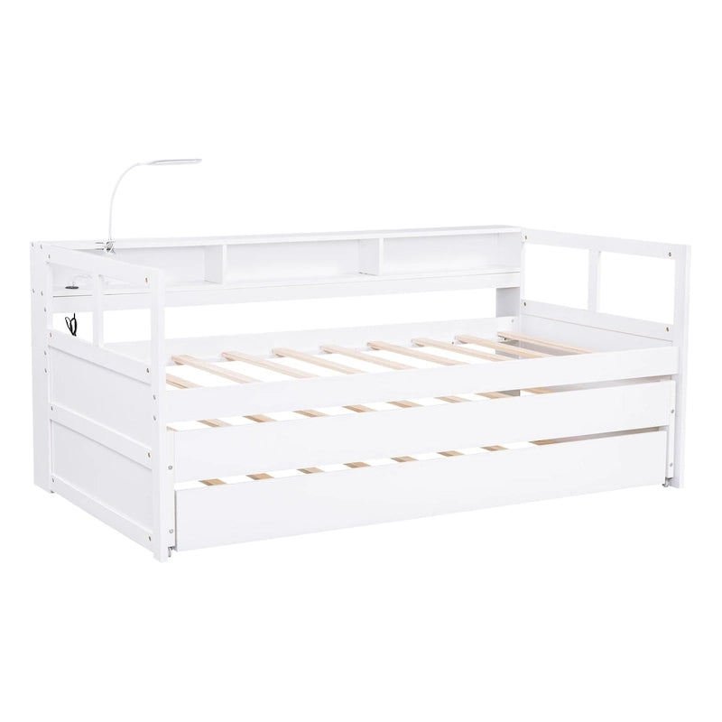 Lit de repos Twin XL avec lits gigognes, étagères et USB