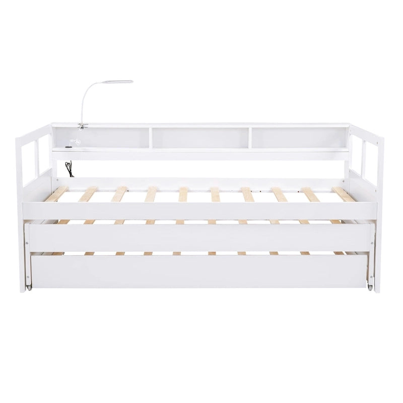 Lit de repos Twin XL avec lits gigognes, étagères et USB