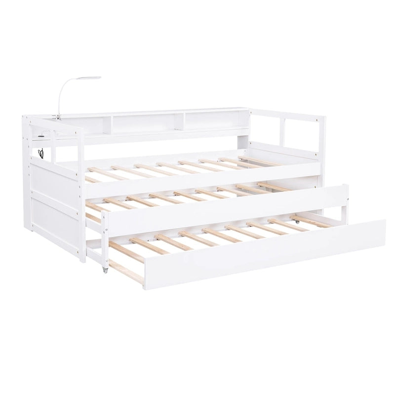 Lit de repos Twin XL avec lits gigognes, étagères et USB