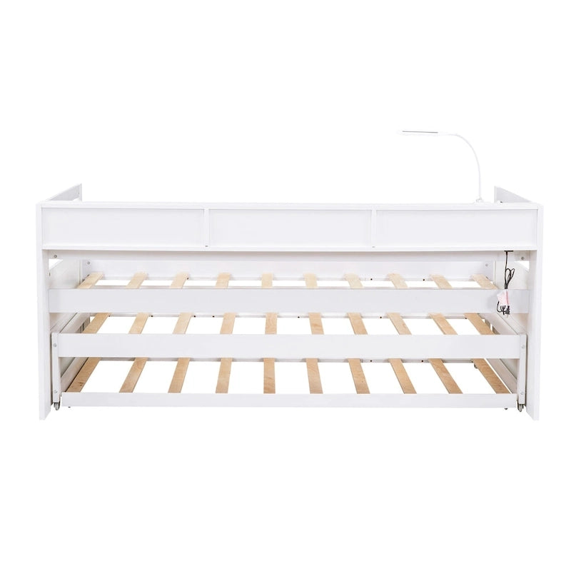 Lit de repos Twin XL avec lits gigognes, étagères et USB