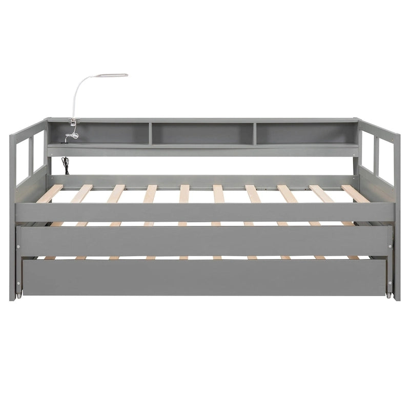 Lit de repos Twin XL avec lits gigognes, étagères et USB