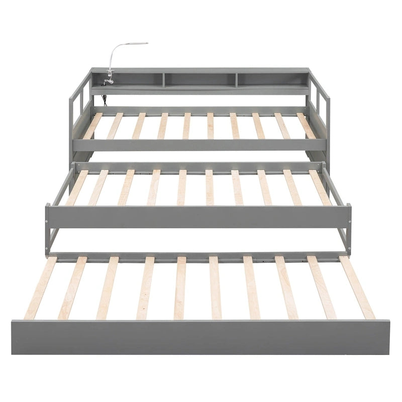 Lit de repos Twin XL avec lits gigognes, étagères et USB