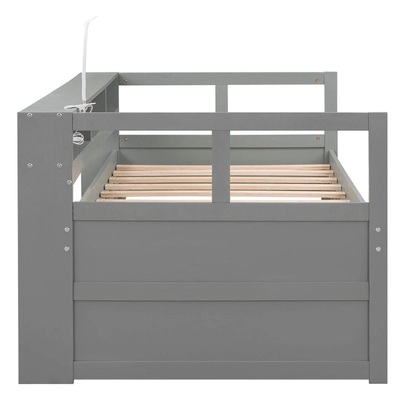 Lit de repos Twin XL avec lits gigognes, étagères et USB