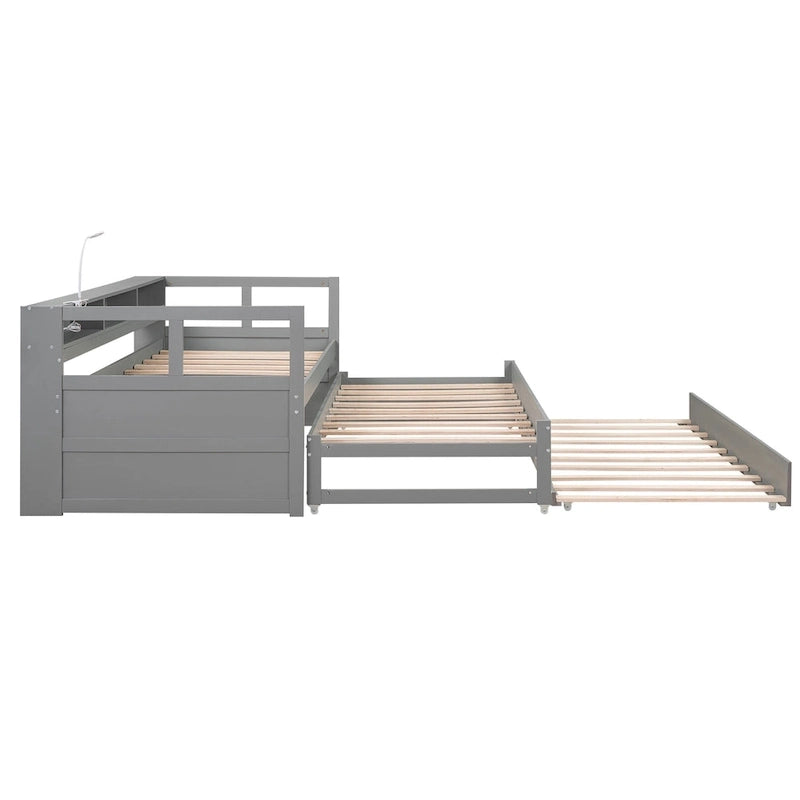 Lit de repos Twin XL avec lits gigognes, étagères et USB