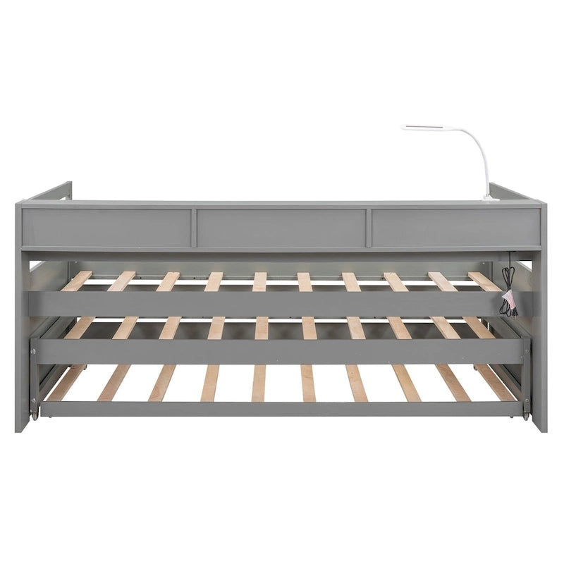 Lit de repos Twin XL avec lits gigognes, étagères et USB