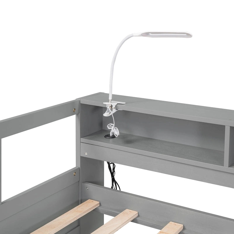 Lit de repos Twin XL avec lits gigognes, étagères et USB