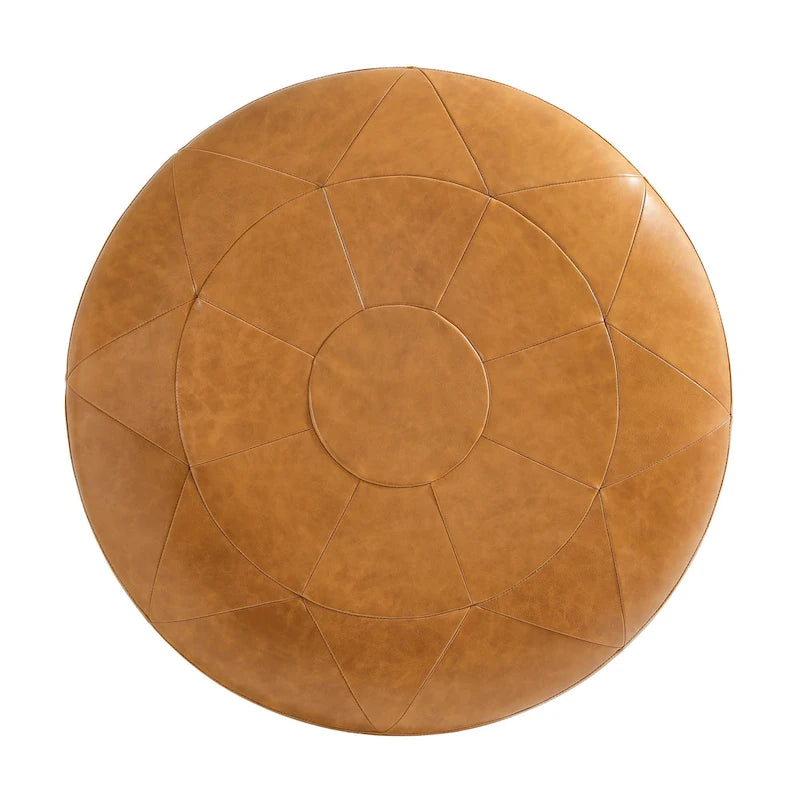 Ottoman en cuir pleine fleur italien de 34,5 pouces de large