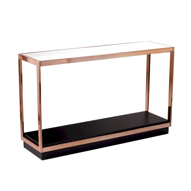 Console moderne en métal couleur champagne