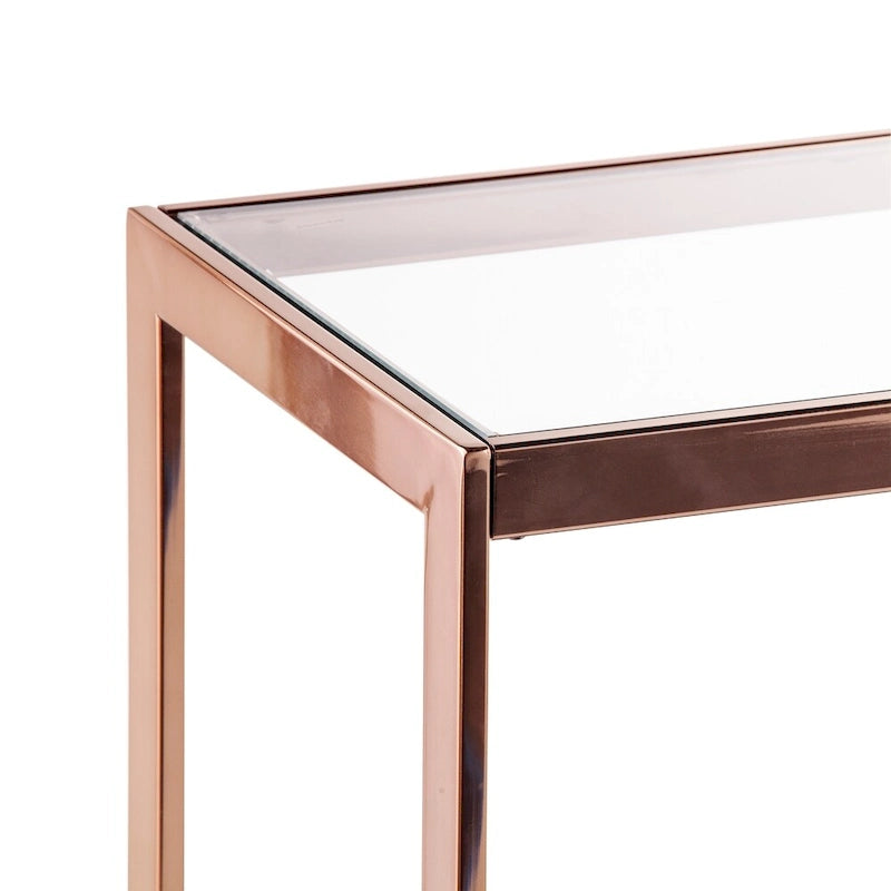 Console moderne en métal couleur champagne