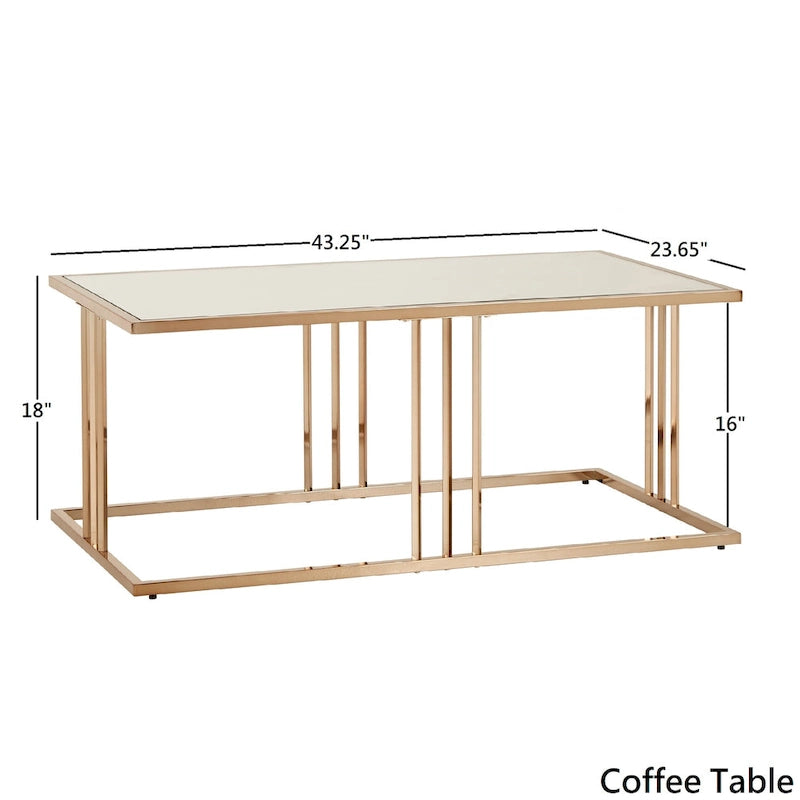 Table basse (ou ensemble de tables basses) finition or champagne avec plateau miroir