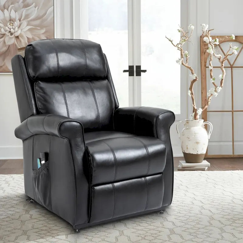 Fauteuil inclinable électrique en similicuir avec fonction releveur