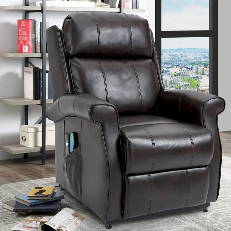 Fauteuil inclinable électrique en similicuir avec fonction releveur