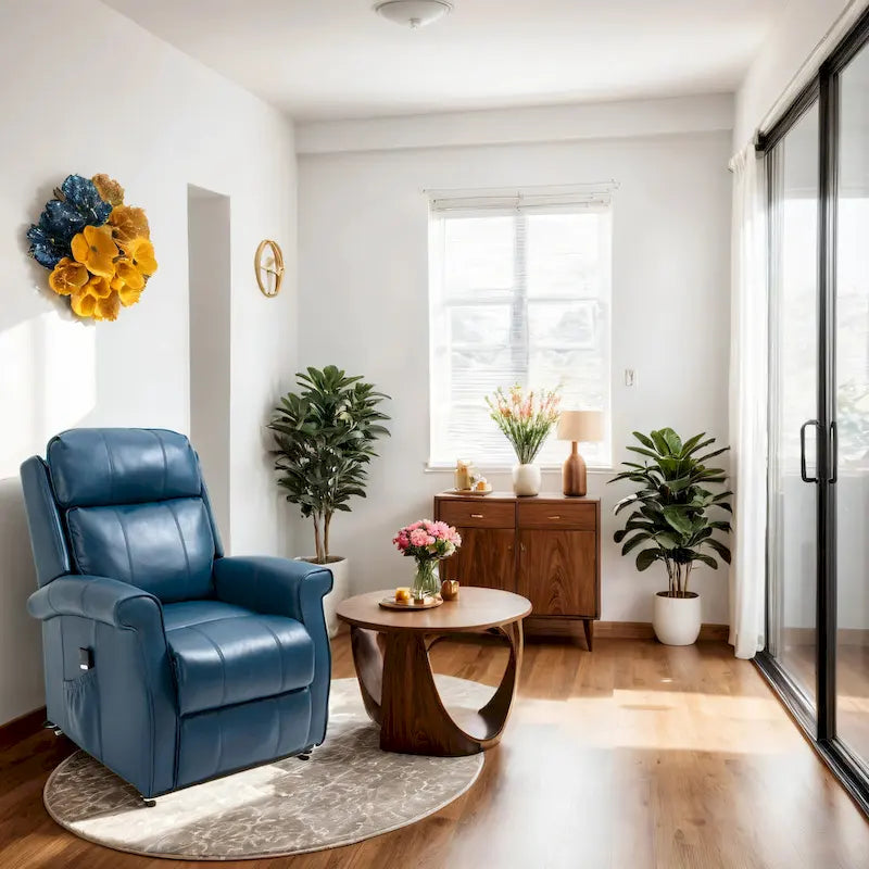 Fauteuil inclinable électrique en similicuir avec fonction releveur