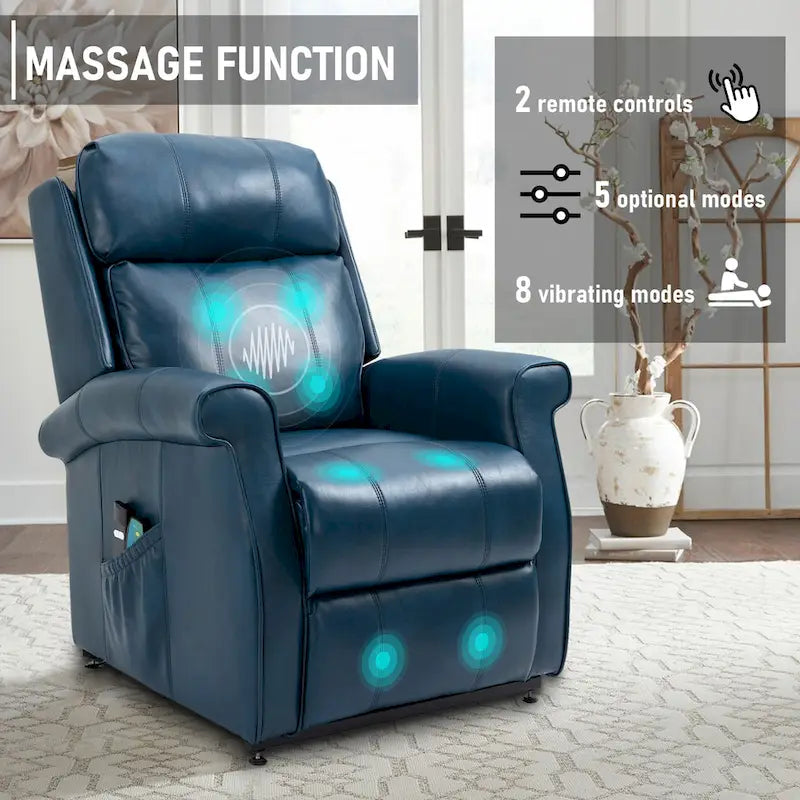 Fauteuil inclinable électrique en similicuir avec fonction releveur