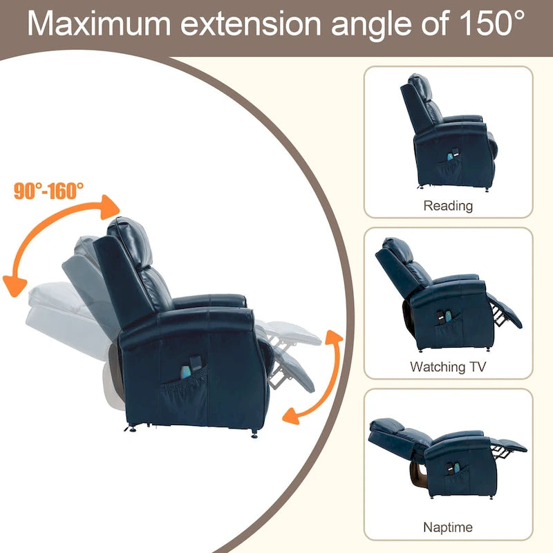 Fauteuil inclinable électrique en similicuir avec fonction releveur