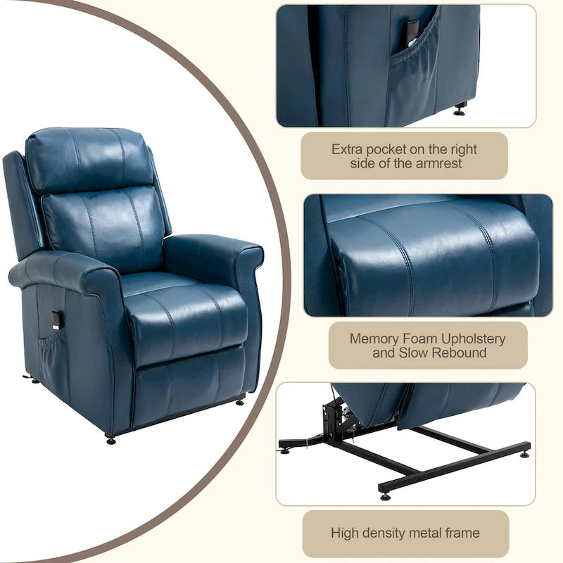 Fauteuil inclinable électrique en similicuir avec fonction releveur