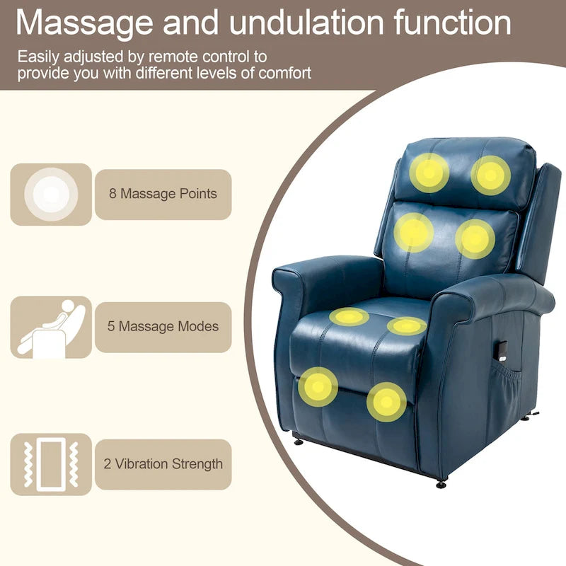 Fauteuil inclinable électrique en similicuir avec fonction releveur