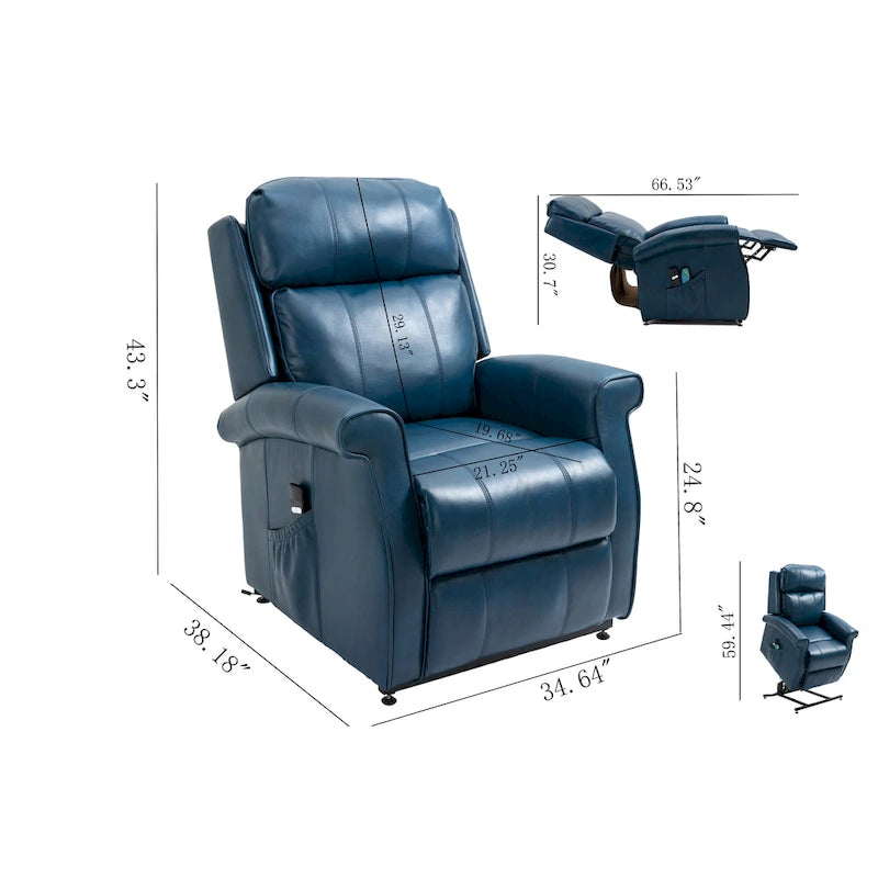 Fauteuil inclinable électrique en similicuir avec fonction releveur