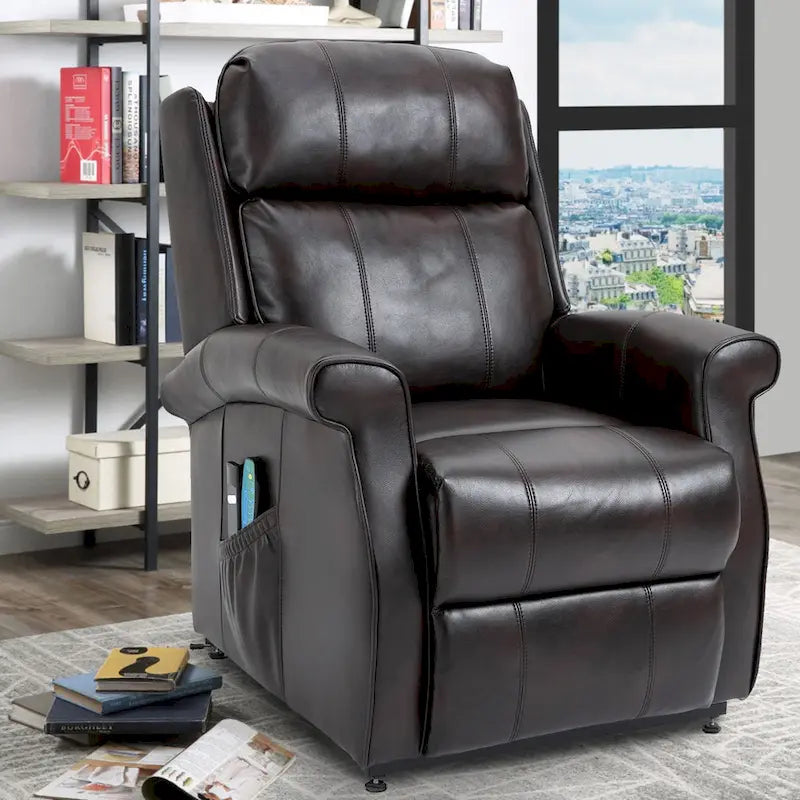 Fauteuil inclinable électrique en similicuir avec fonction releveur