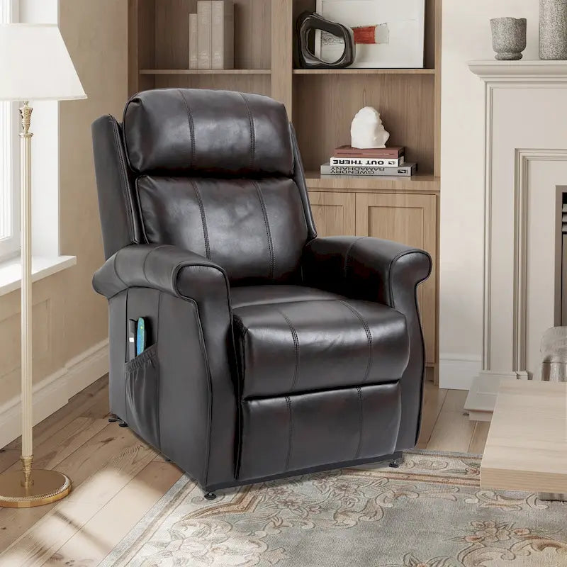 Fauteuil inclinable électrique en similicuir avec fonction releveur