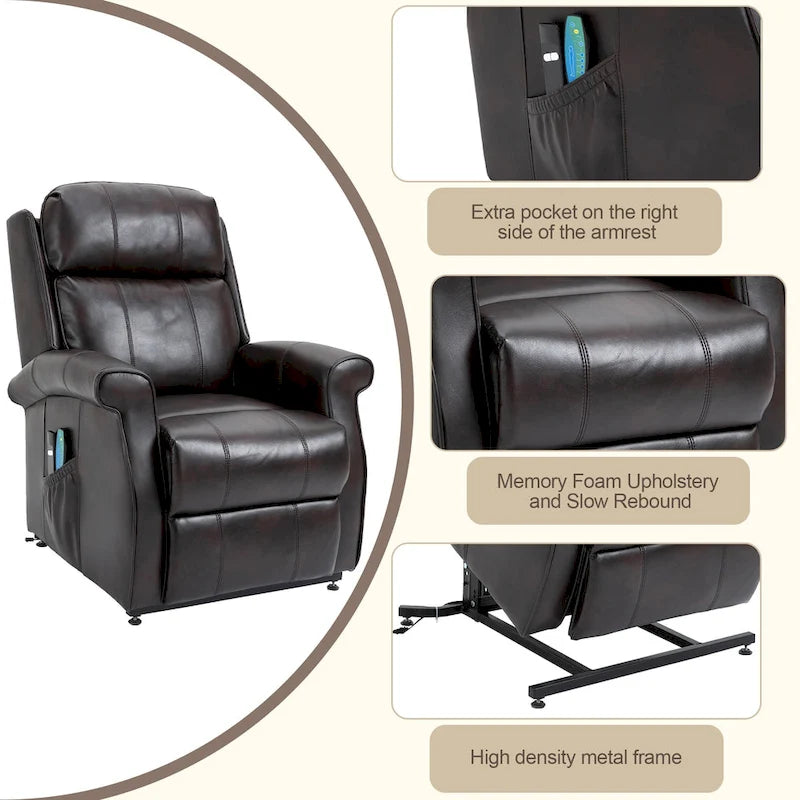 Fauteuil inclinable électrique en similicuir avec fonction releveur