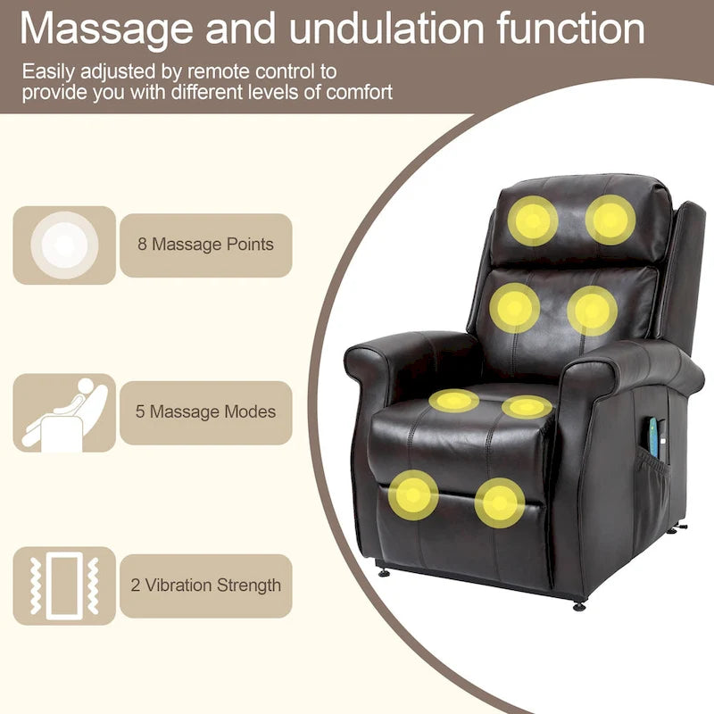 Fauteuil inclinable électrique en similicuir avec fonction releveur