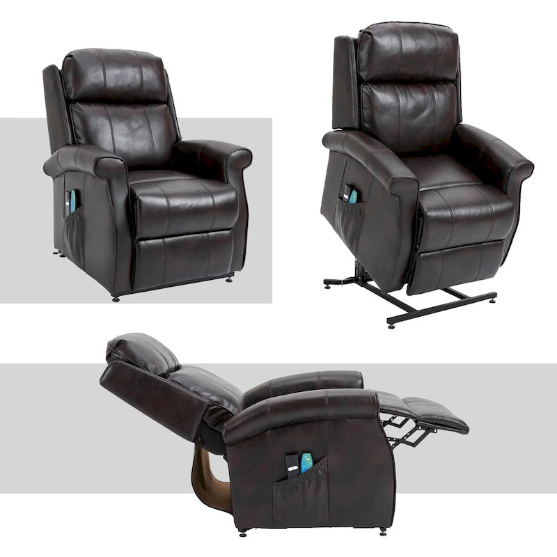 Fauteuil inclinable électrique en similicuir avec fonction releveur