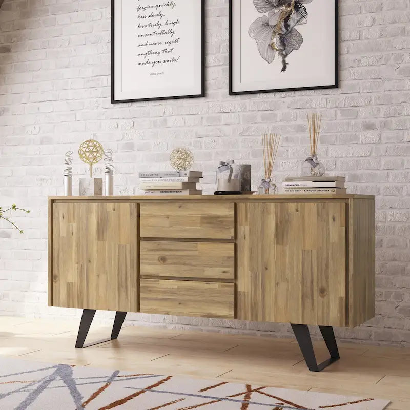 Buffet de 60 pouces de large rectangulaire de style industriel moderne