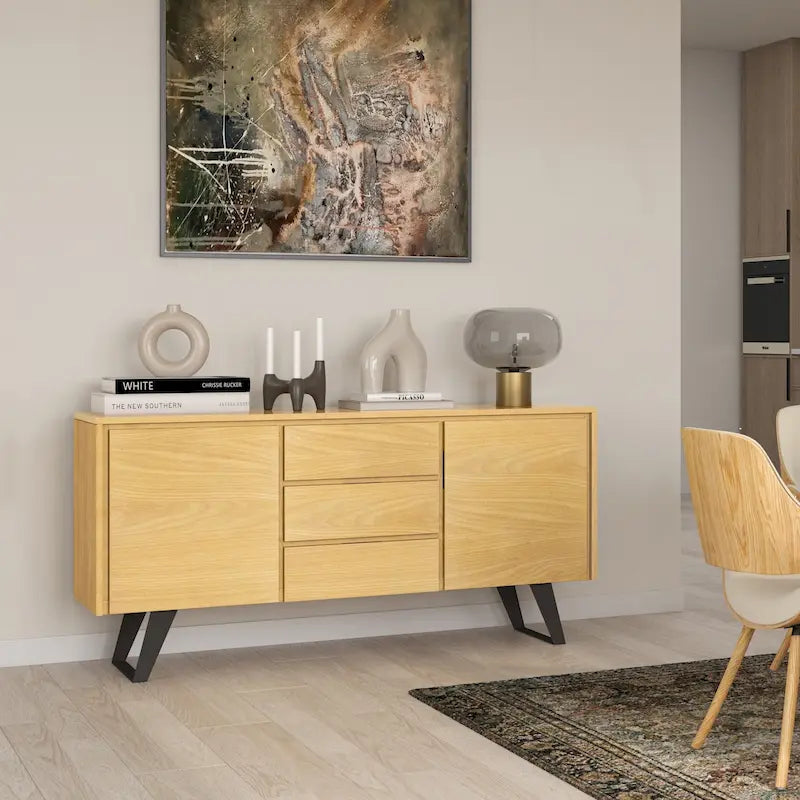 Buffet de 60 pouces de large rectangulaire de style industriel moderne