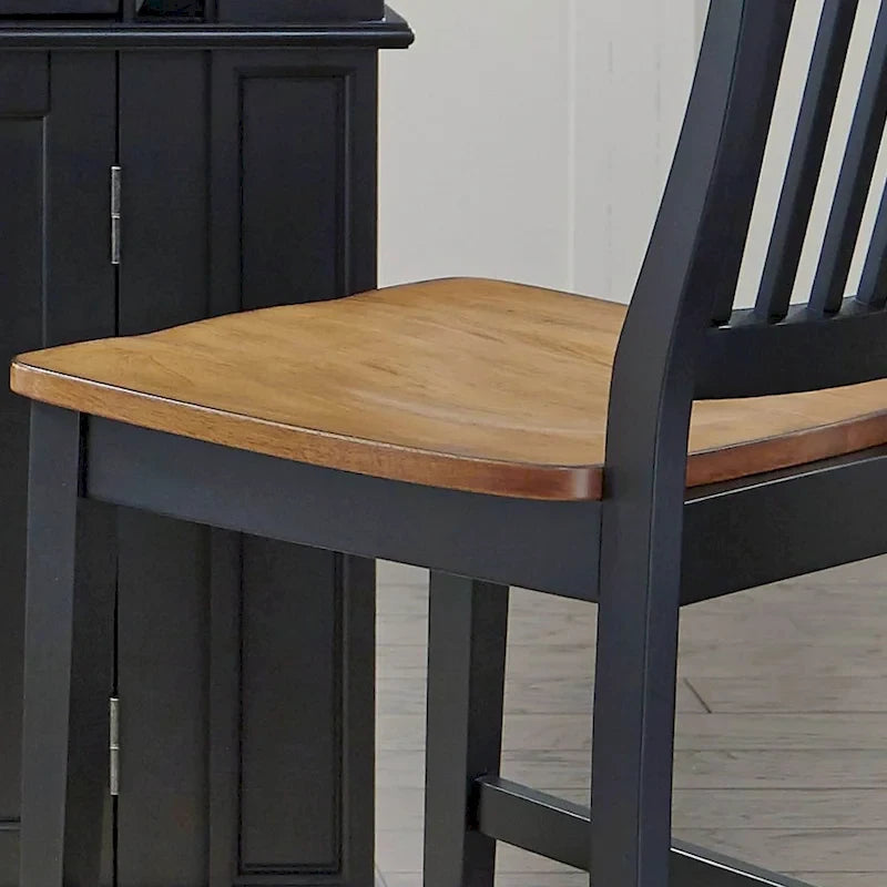 Tabouret de bar chêne vieilli noir 60 cm