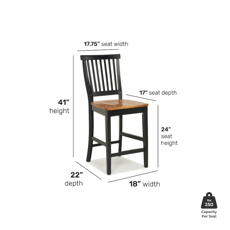 Tabouret de bar chêne vieilli noir 60 cm