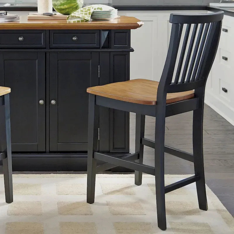 Tabouret de bar chêne vieilli noir 60 cm