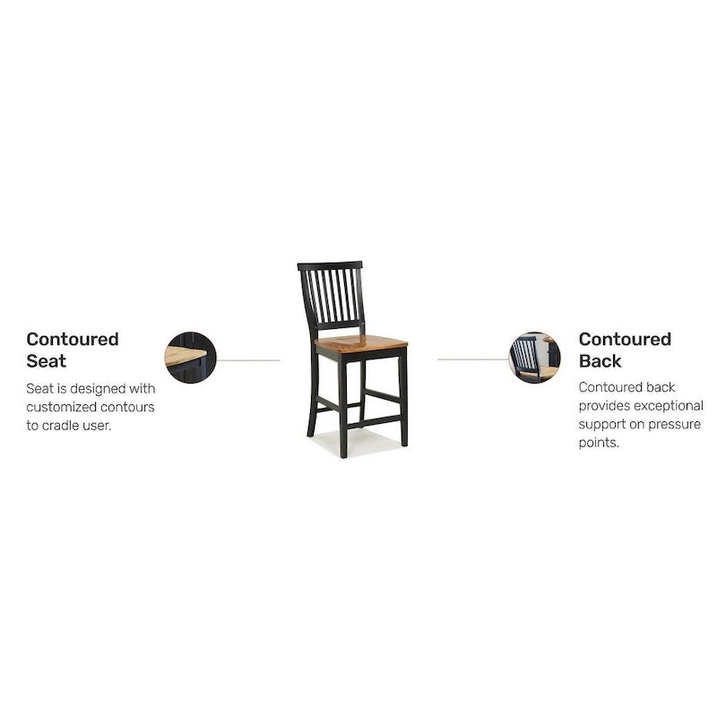 Tabouret de bar chêne vieilli noir 60 cm