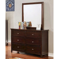 Commode à 6 tiroirs en bois massif, style de transition, 56 pouces de large