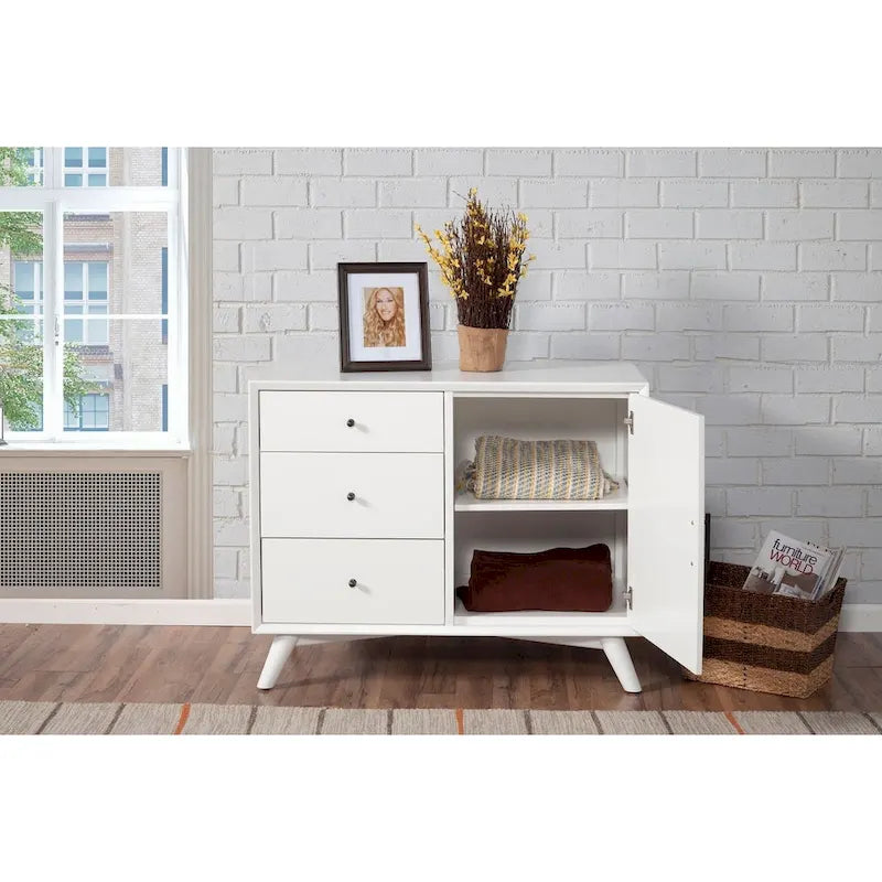 Meuble d'appoint en bois accentué blanc