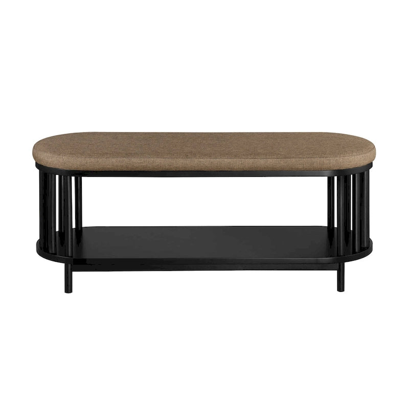 Banc de rangement scandinave rembourré avec étagère inférieure