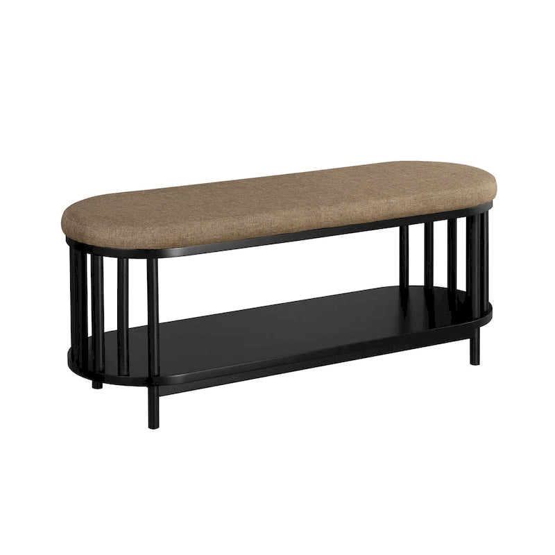 Banc de rangement scandinave rembourré avec étagère inférieure