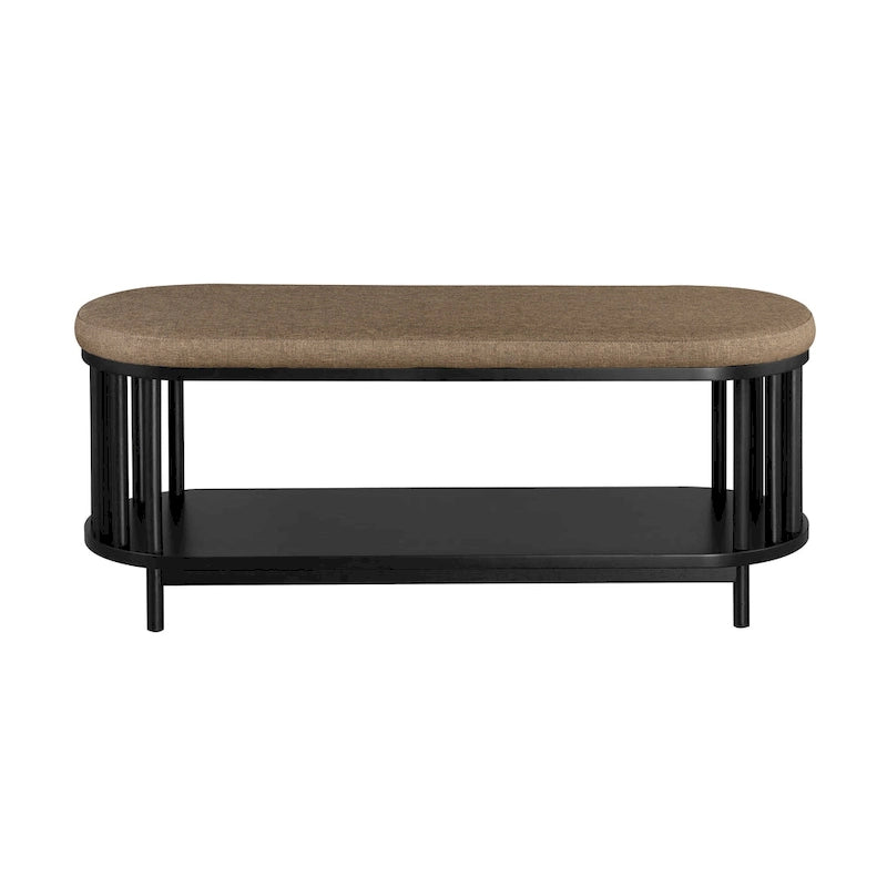 Banc de rangement scandinave rembourré avec étagère inférieure