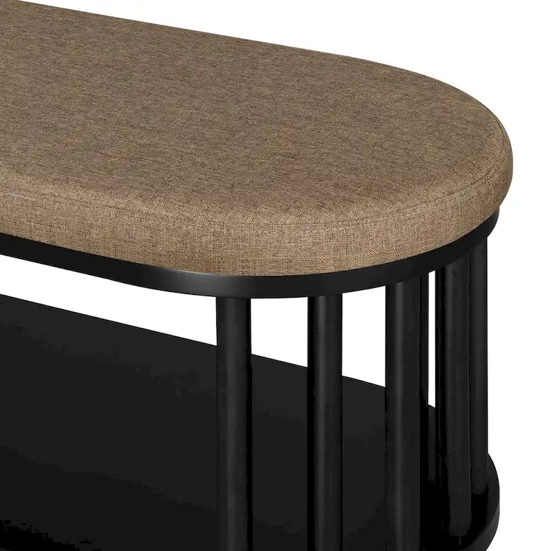 Banc de rangement scandinave rembourré avec étagère inférieure