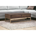 Table Basse en Métal Marron Foncé et Doré avec Tiroir 47" - 46.5
