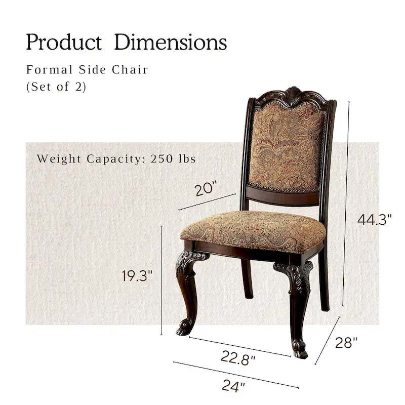 Chaises de salle à manger formelles traditionnelles en tissu à finition cerisier (lot de 2)